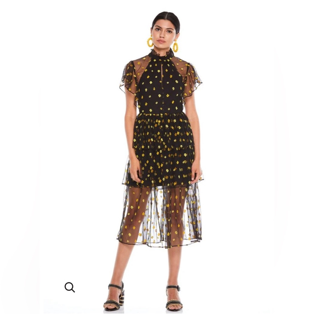 La Maison Talulah Black and Yellow Dress. Size Medium